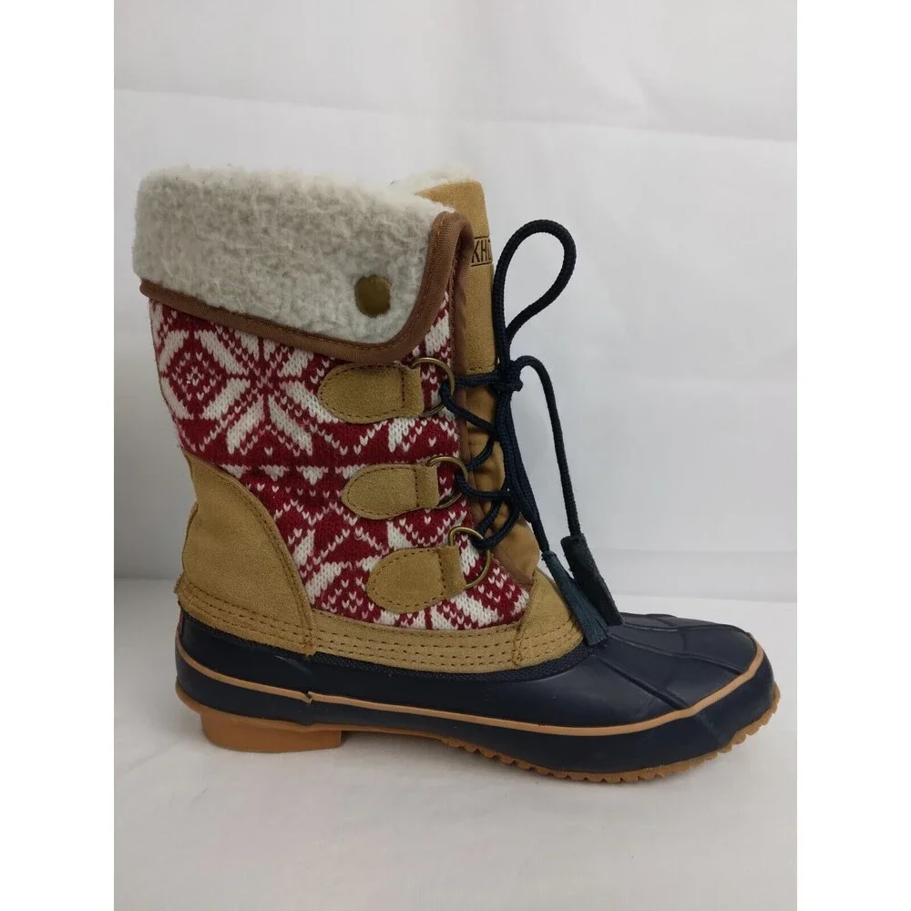 KHOMBU MAYA Suede Lace Up Faux Fur Lined Winter Duck Boots Brown Womens Size 8 M - Picture 10 of 12